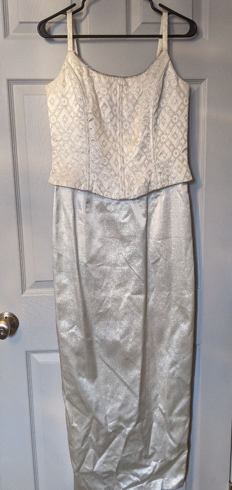 Light silver fitted Long gown from Stella bridal